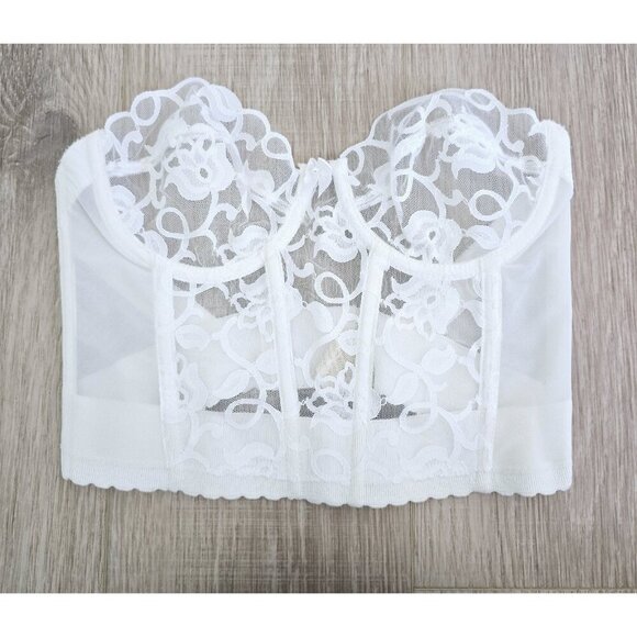 Victoria's Secret Other - Victoria's Secret Vintage White Sheer Lace Pinup Union Underwire Bustier Bra 34B